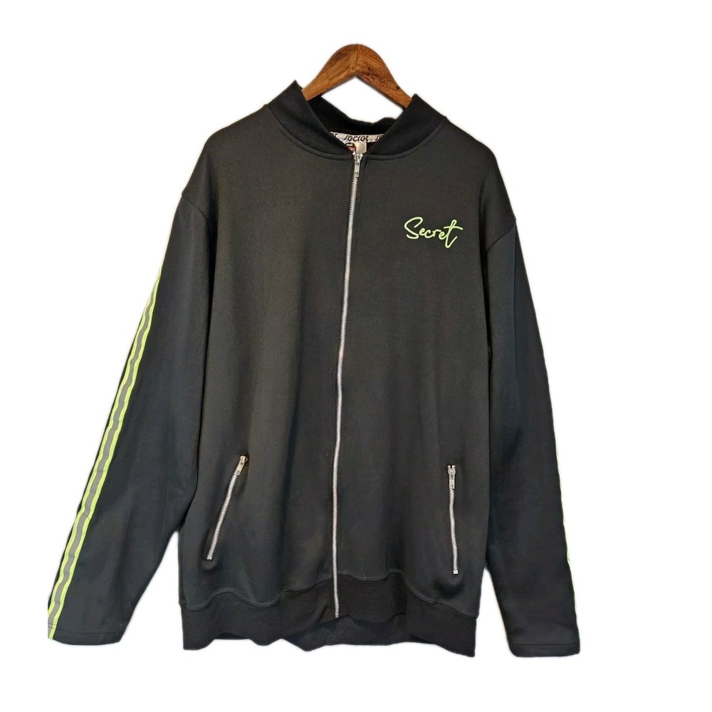 Mens Single Reflective Side Stripe Activewear Zip Up Track 3X Black Jacket Gorp